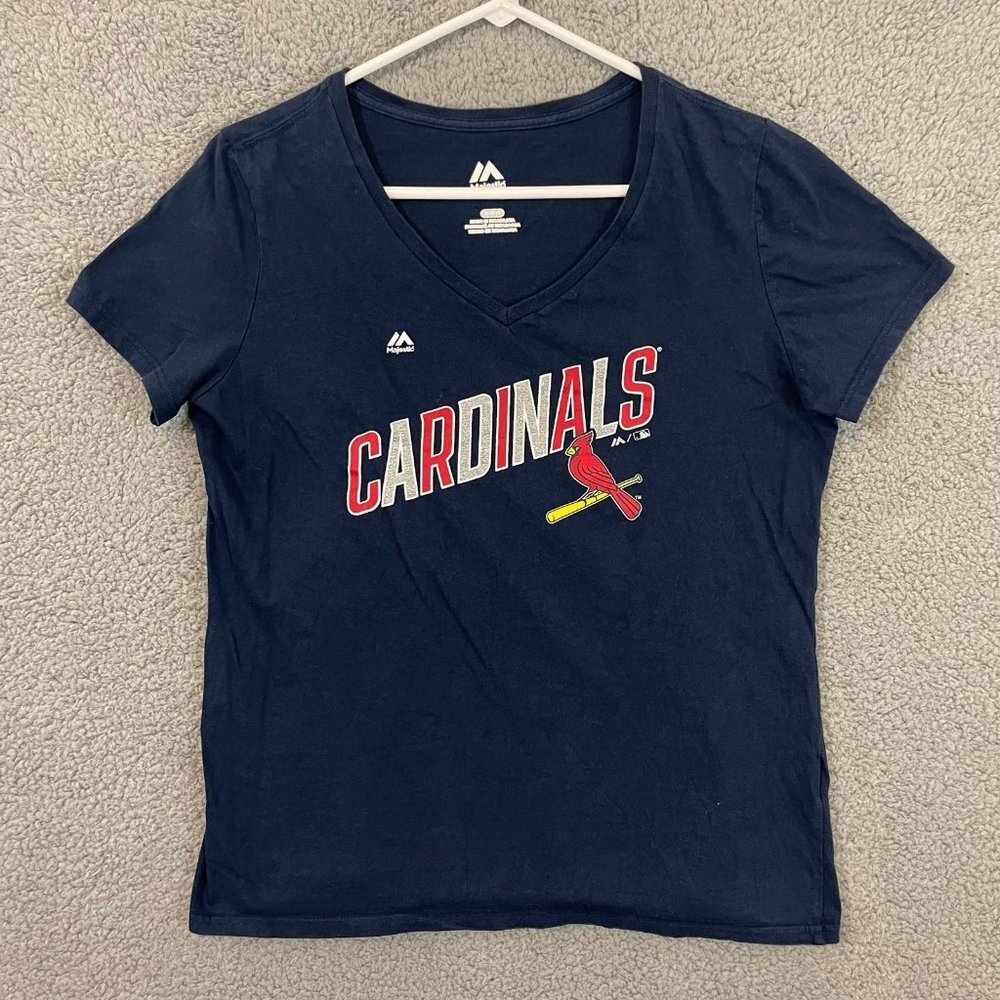 St. Louis Cardinals MLB Majestic Women’s Medium Navy Blue Short Sleeve‎ Shirt